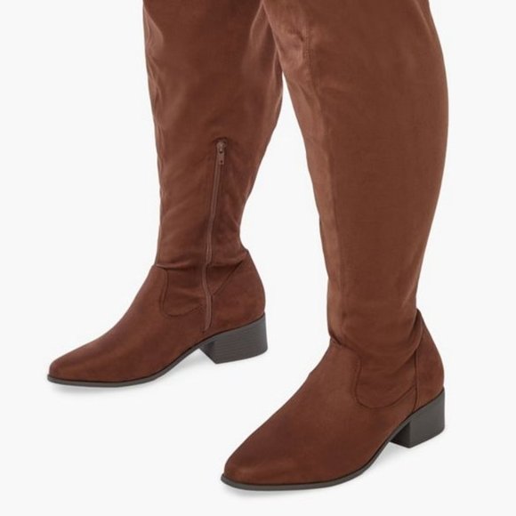 NIB JUSTFAB HANNAH OVER-THE-KNEE FLAT BOOTS (BROWN) - Picture 11 of 13